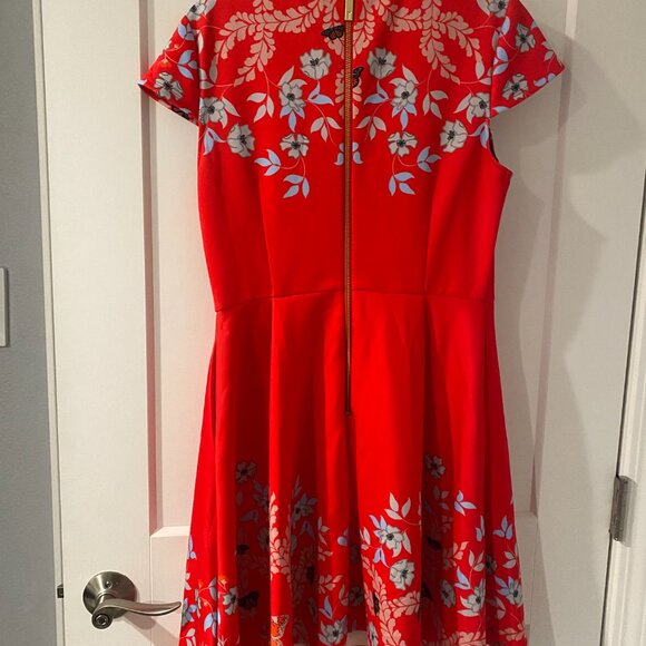Red Floral Ted Baker Dress - Picture 3 of 4